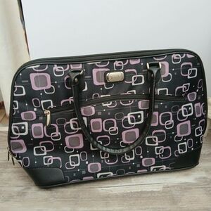 Dionite Black Pink Geometric Travel Weekender Bag Carry-on Overnight Tote